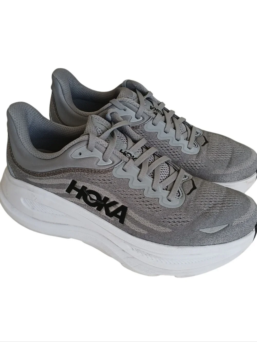 HOKA ONE ONE Bondi 9 Platform Running Shoes Men's 9D Galactic Grey/Stellar Grey